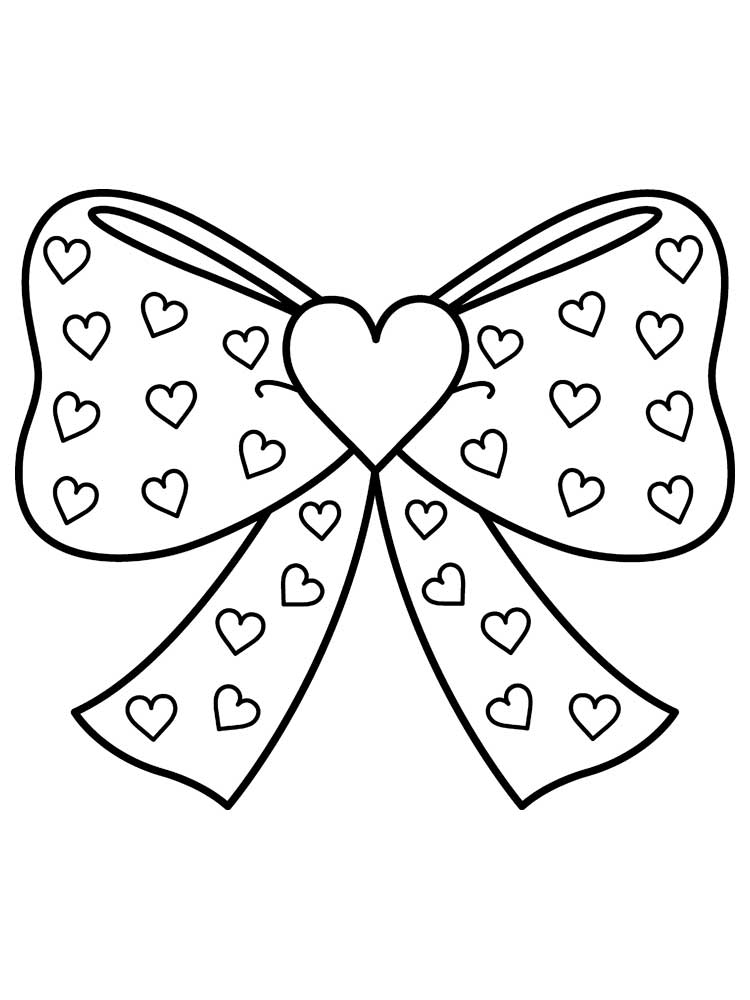 Bow With Hearts Coloring Page