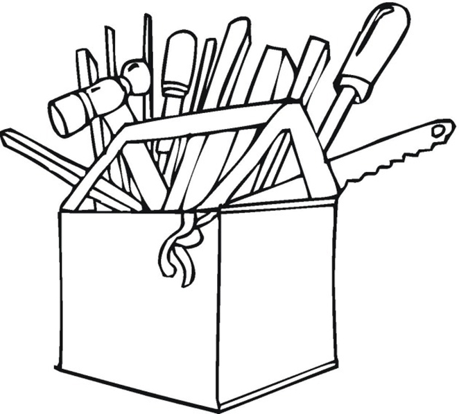 Construction tools isolated coloring page for kids