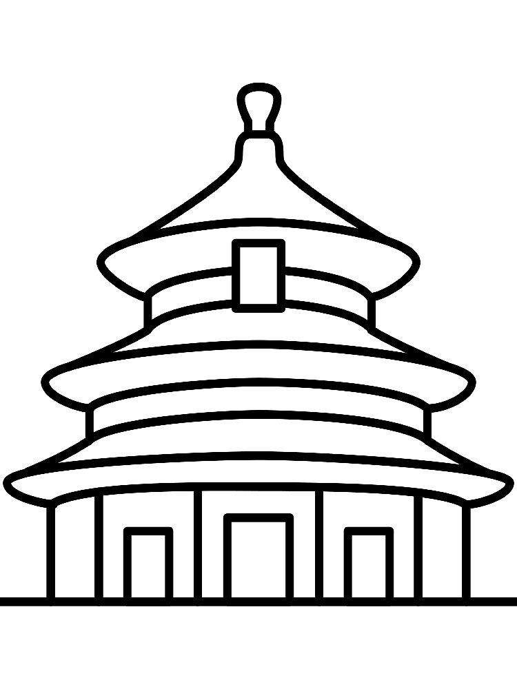 Easy Asian Architcture Coloring Pages