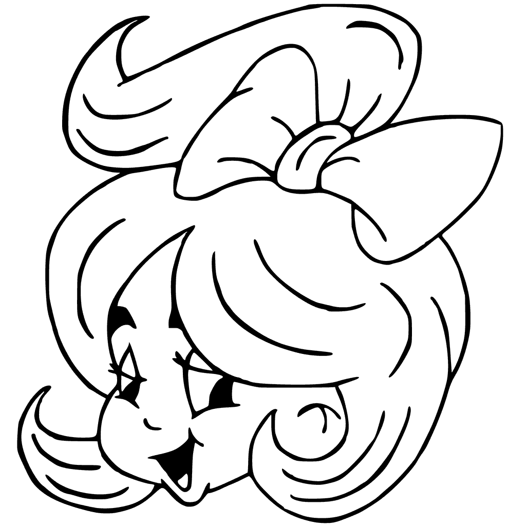 Girl With Hair Bow Coloring Page