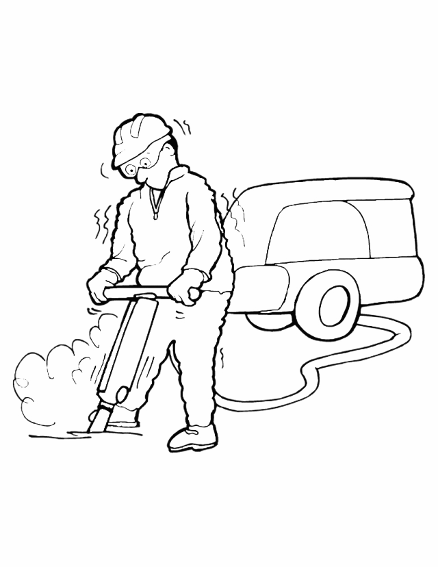 Man With Jackhammer Coloring Page