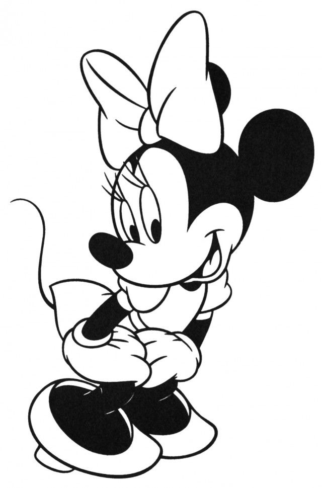 Minnie Mouse With Bow Coloring Page