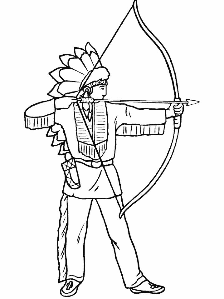 Native American Bow And Arrow Coloring Page