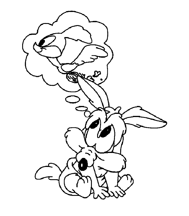 Baby Wile E Dreaming About Road Runner Coloring Page