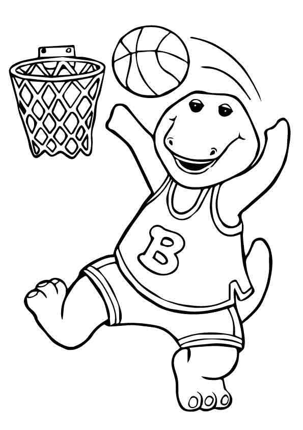 Barney Playing Basketball Coloring Pages