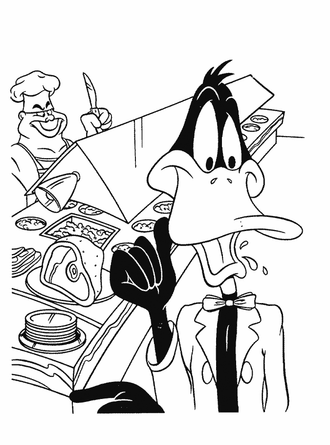 Daffy Duck At Dinner Coloring Pages