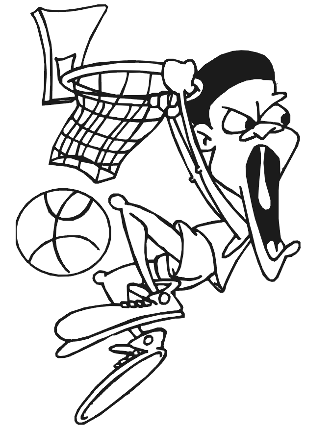 Dunking A Basketball Coloring Page