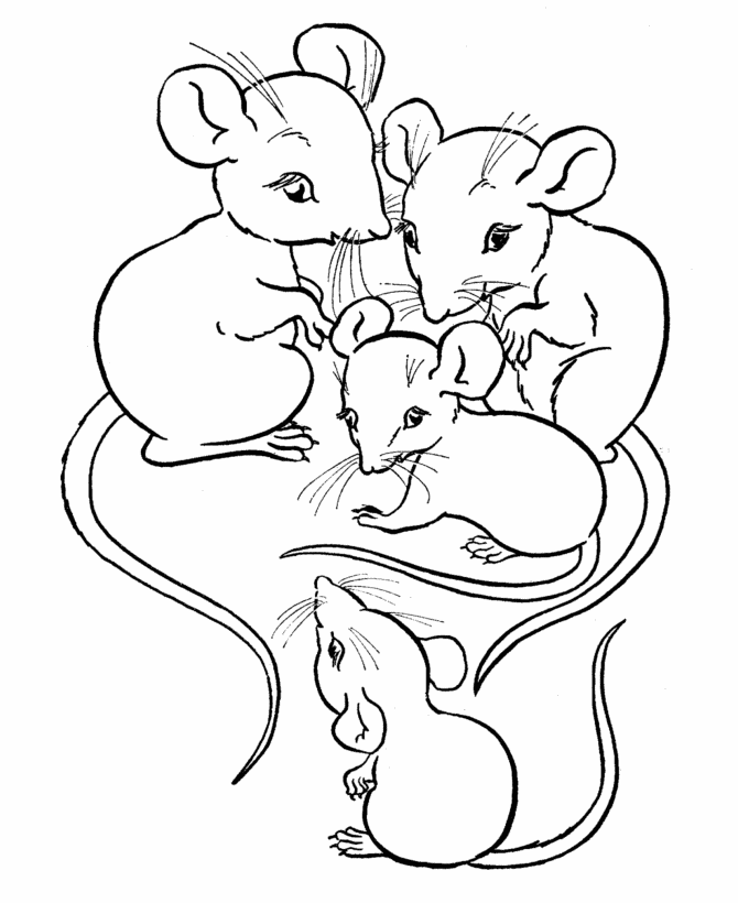 Family Of Mice Coloring Page