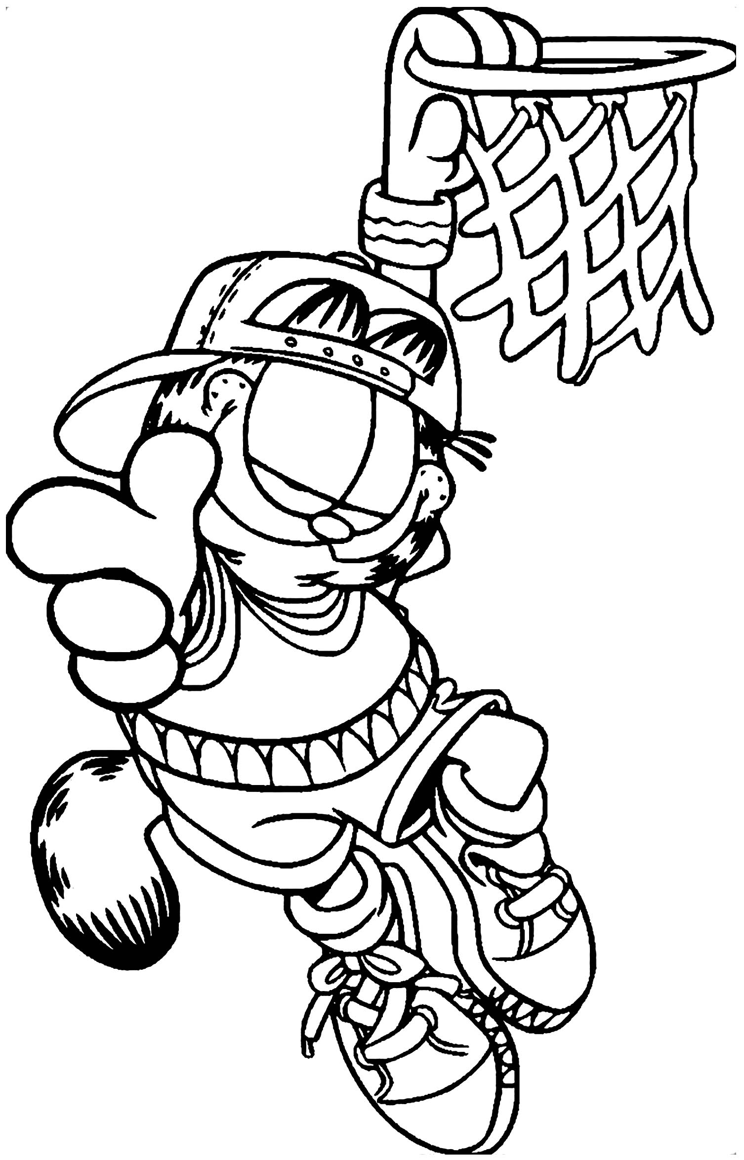 Garfield Playing Basketball Coloring Pages