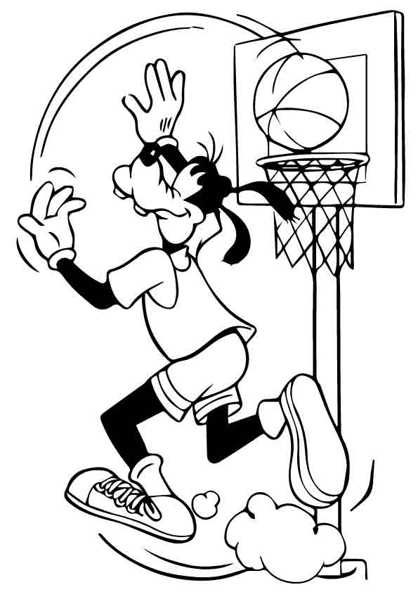 Goofy Playing Basketball Coloring Pages