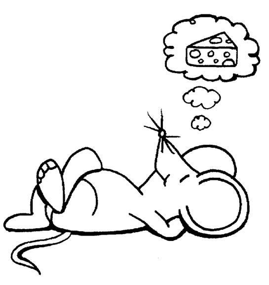 Mouse Dreaming Of Cheese Coloring Page