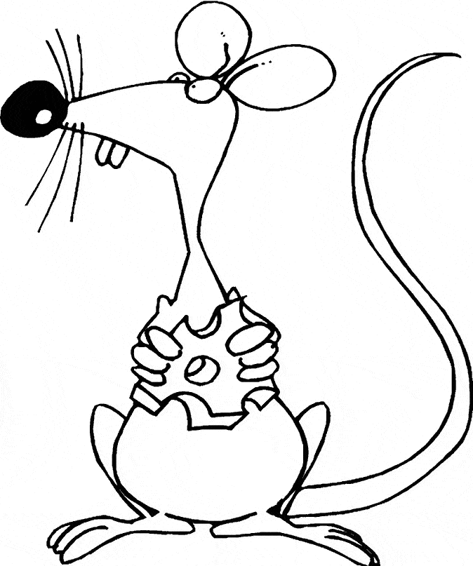 Mouse Eating Cheese Coloring Page