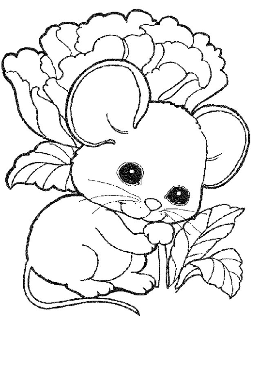 Mouse In The Garden Coloring Page