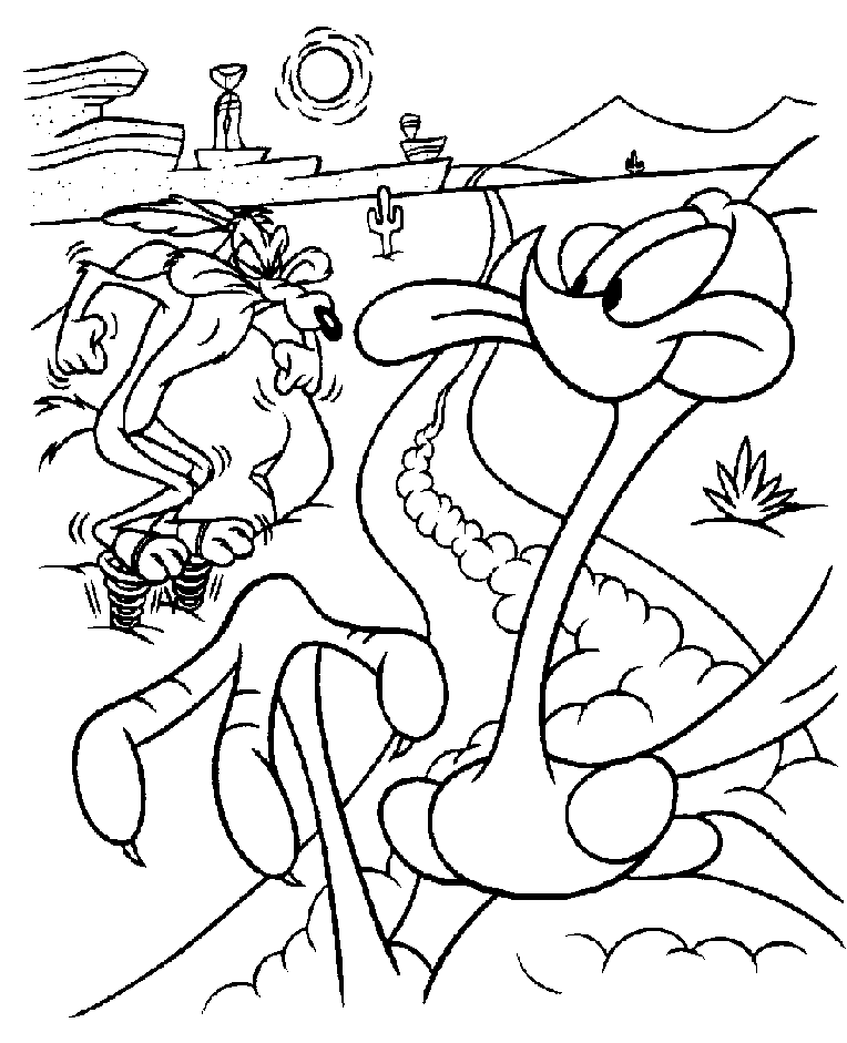 Road Runner Taunting Wile E Coyote Coloring Page