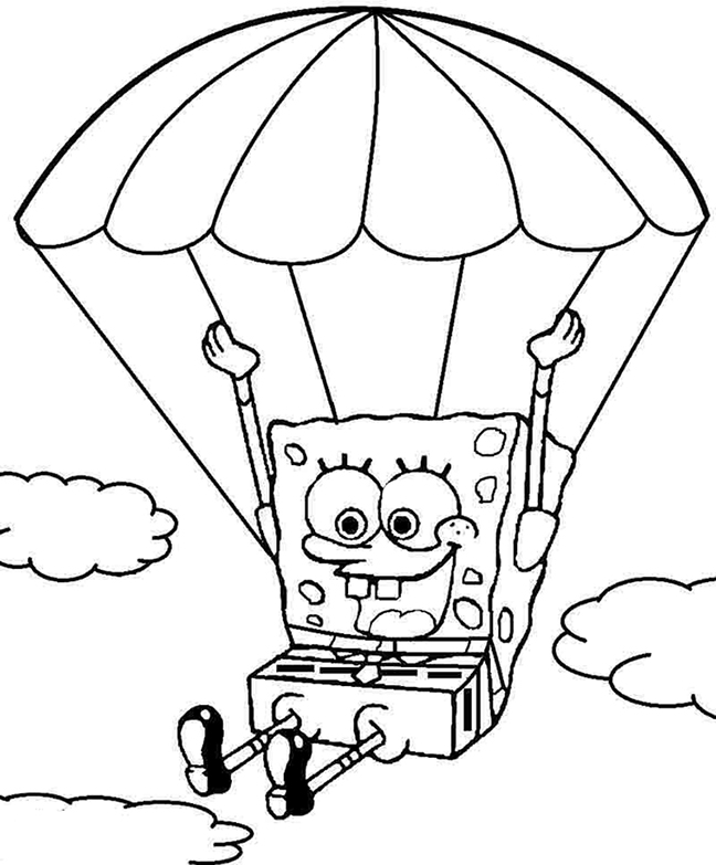 Spongebob Skydiving Coloring Page