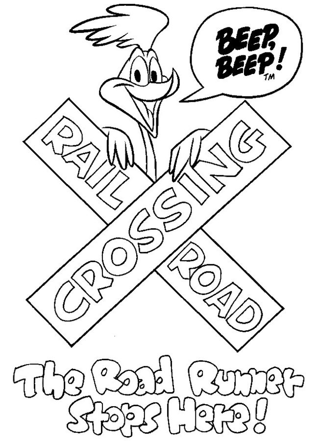 The Road Runner Crossing Coloring Page