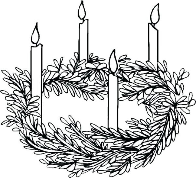 Advent Candles And Wreath Coloring Page