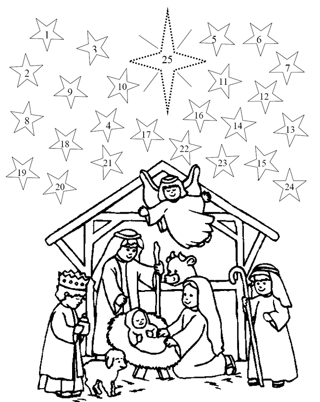 Advent Nativity Coloring Page