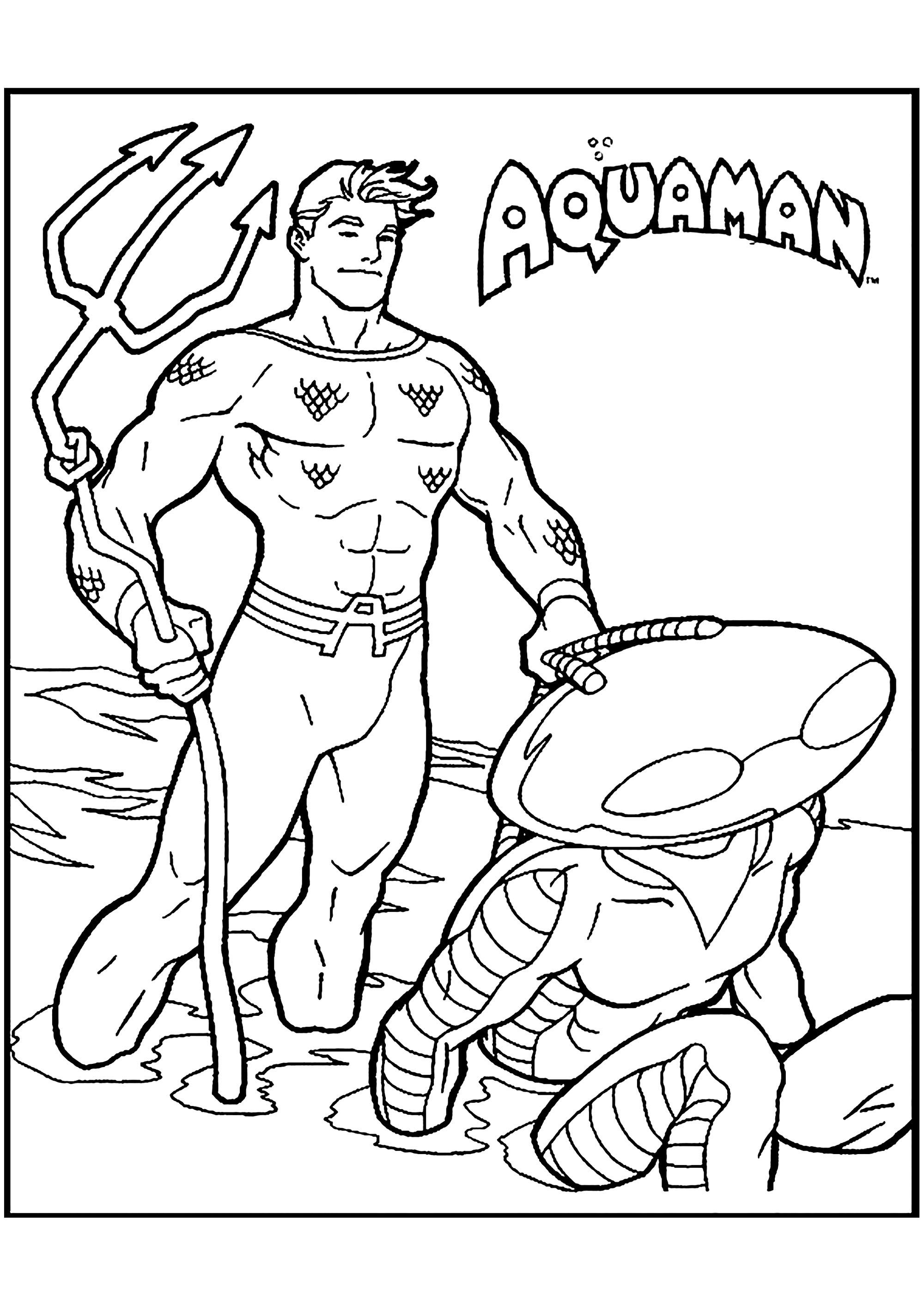 Aquaman Beat The Bad Guy Coloring Page