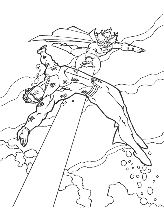 Aquaman Fighting Coloring Page