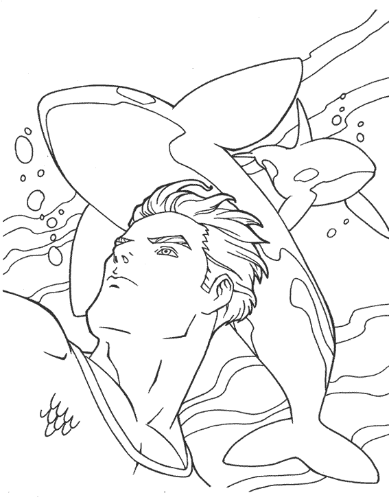 Aquaman With Whales Coloring Pages