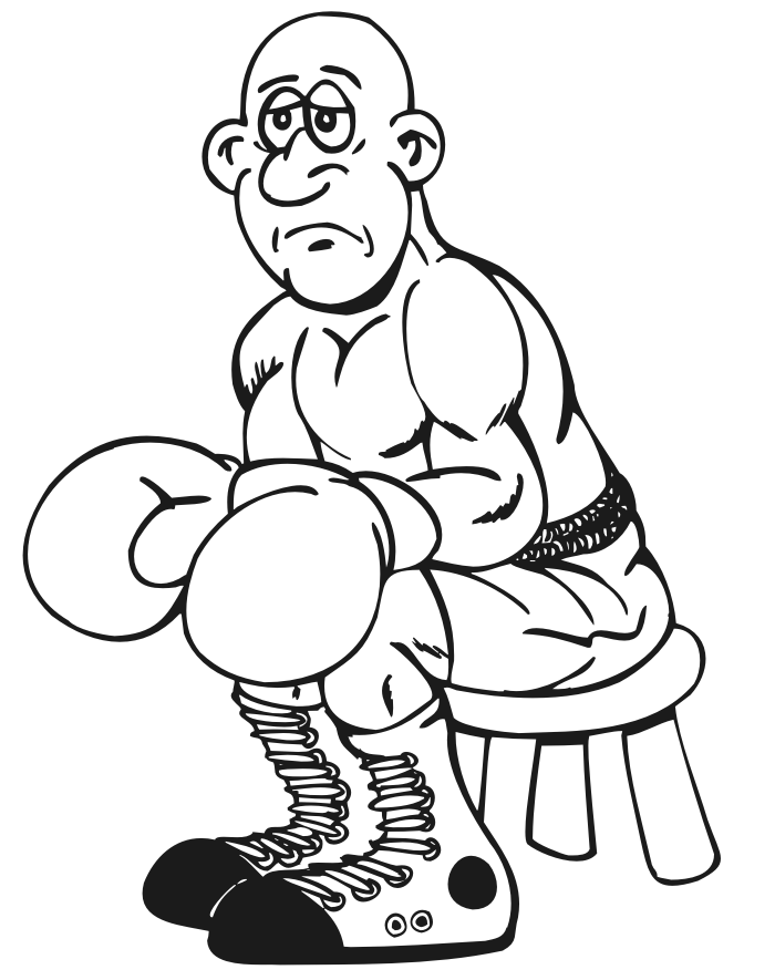 Boxer Sitting On Stool Coloring Page