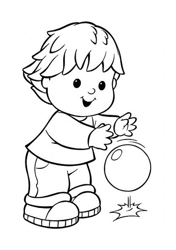 Boy Playing With A Kickball Coloring Page