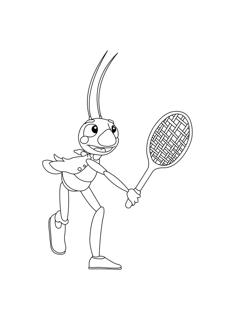 Cartoon Playing Badminton Coloring Page