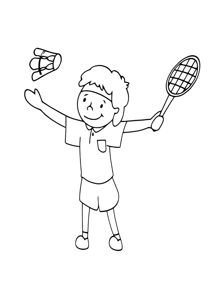 Child Playing Badminton Coloring Page