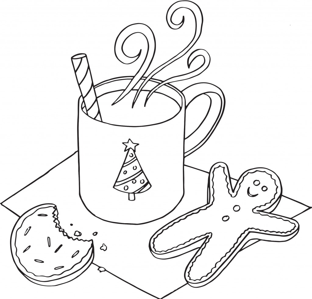 Christmas Hot Cocoa Coloring Page