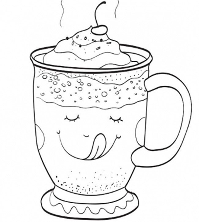 Cute Hot Cocoa Mug Coloring Page