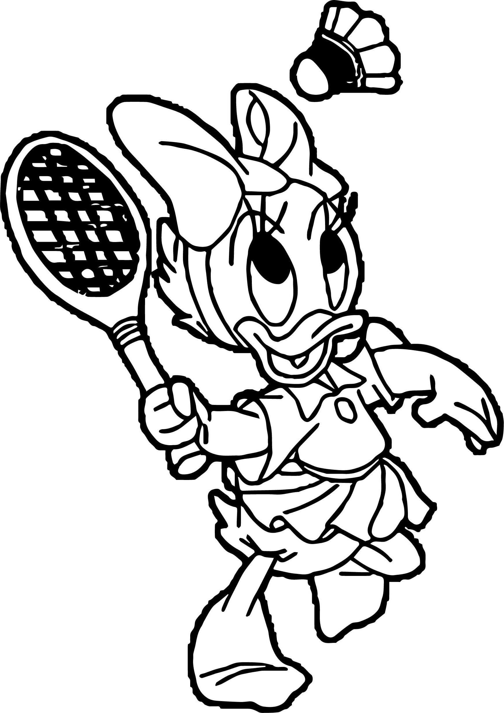 Daisy Playing Badminton Coloring Page