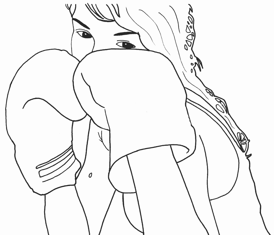 Female Boxing Coloring Pages