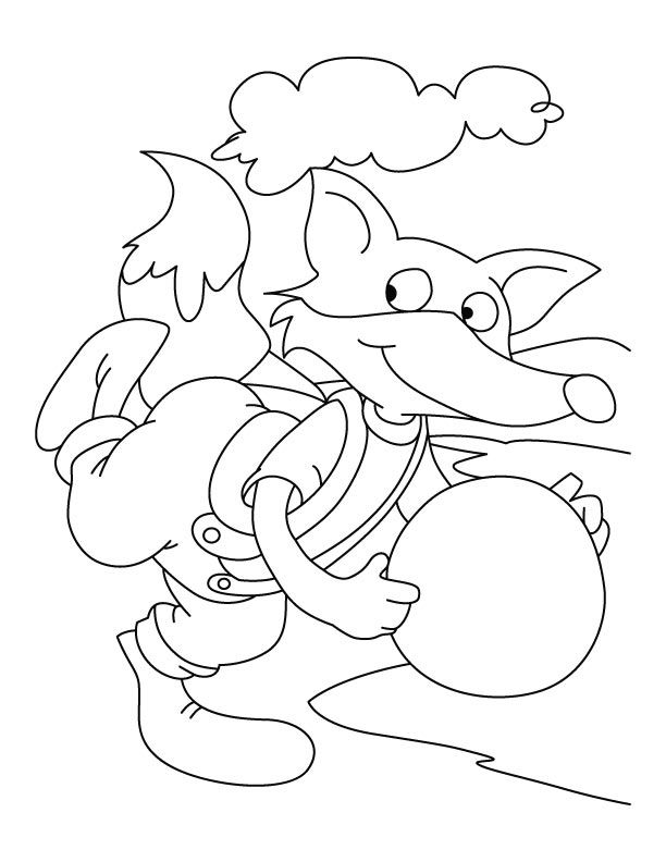 Fox With Kickball Coloring Page