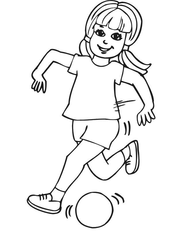 Girl Playing Kickball Coloring Page