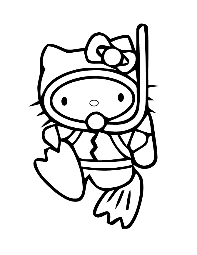 Hello Kitty Scuba Coloring Pages