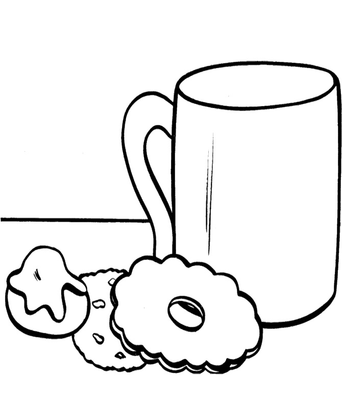 Hot Chocolate And Cookies Coloring Page