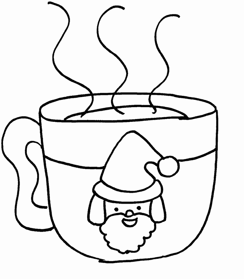 Hot Cocoa Santa Mug Coloring Page