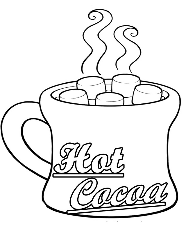 Hot Cocoa And Marshmallows Coloring Page