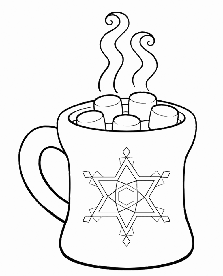 Hot Cocoa With Marshmallows Coloring Page
