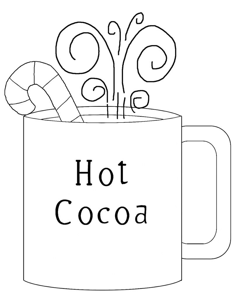 Hot Cocoa With Peppermint Coloring Page