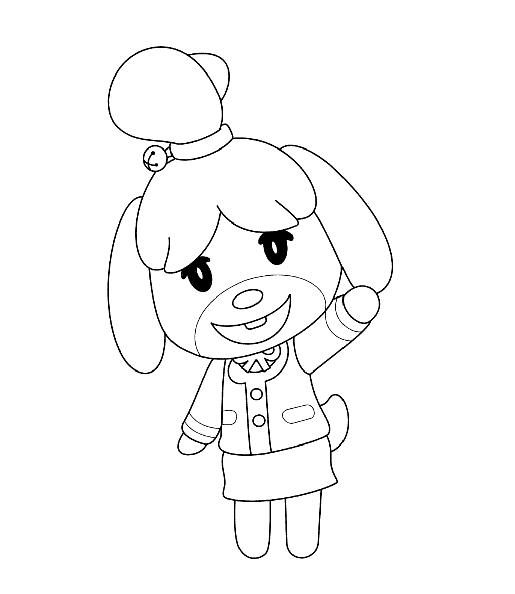 Isabelle Animal Crossing Shih Tzu Coloring Page