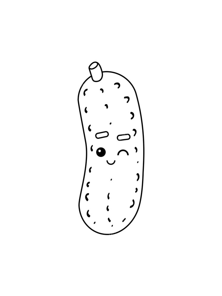 Kawaii Pickle Coloring Page