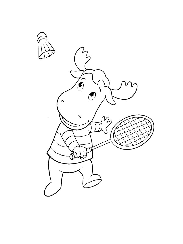 Moose Playing Badminton Coloring Page