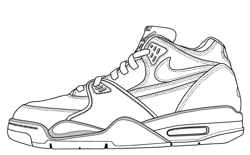 nike shoe outline coloring page