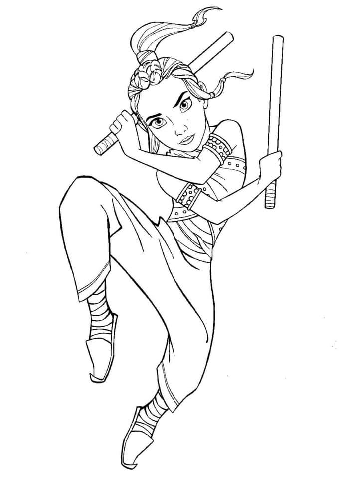 Raya Fighting Coloring Page