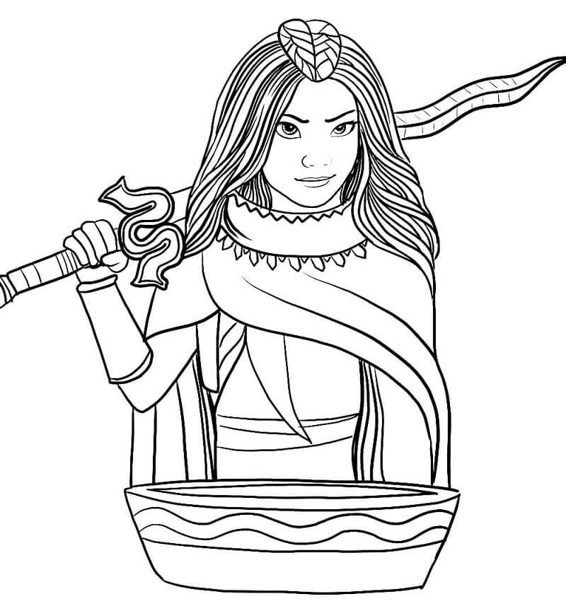 Raya With Sword Coloring Pages