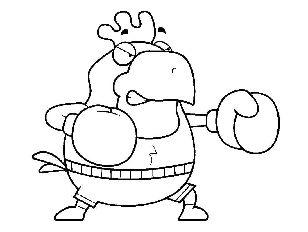 Rooster Boxing Coloring Page