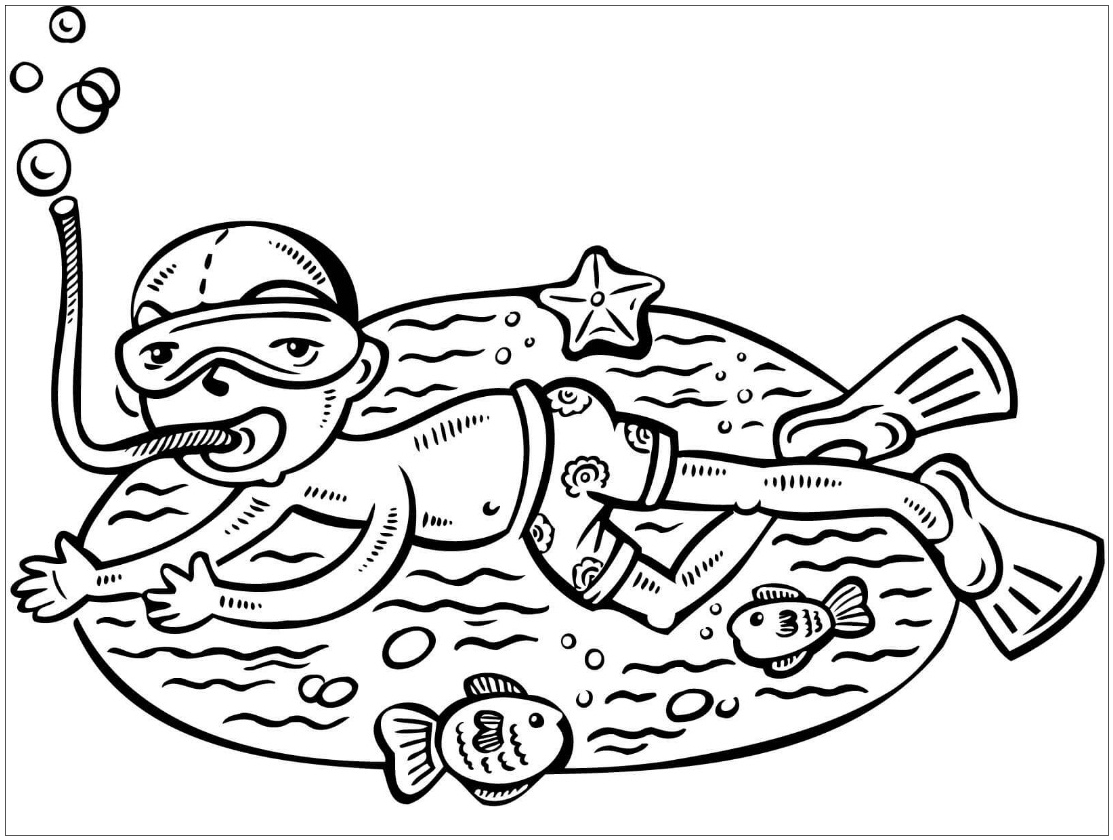 Snorkeling Coloring Pages
