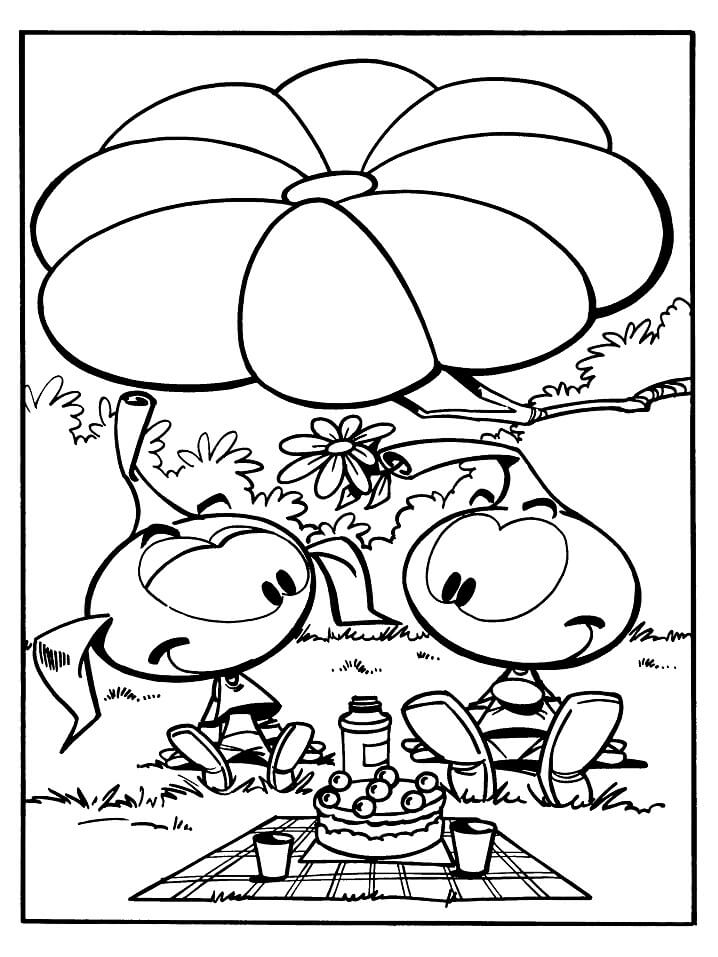 Snorks Having A Picnic Coloring Page